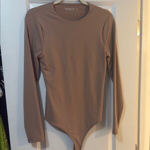 Abercrombie Long Sleeve Bodysuit in Tan
